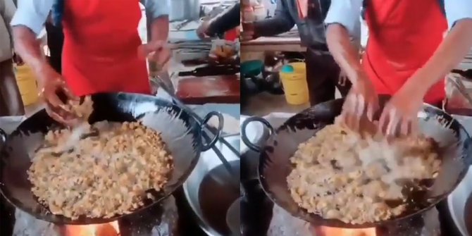 Viral: Aksi Tukang Gorengan Masak di Minyak Panas Pakai Tangan Kosong