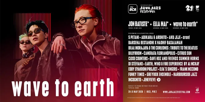 Wave To Earth Dipastikan Tampil di Java Jazz 2026, Deretan Musisi Indonesia Juga Jadi Kejutan Spesial