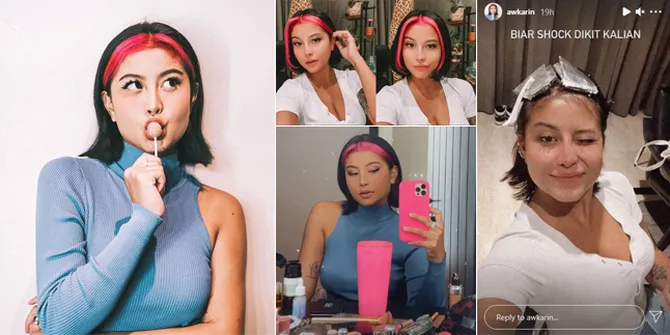 10 Potret Awkarin dengan Rambut E-Girl Berwarna Shocking Pink, Makin Cantik dan Fresh