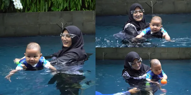10 Potret Baby Athar Anak Citra Kirana dan Rezky Aditya Les Berenang, Bikin Gemes