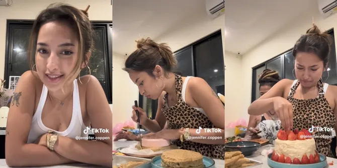 10 Potret Jennifer Coppen Membuat Sendiri Kue Ulang Tahun Kamari, Tak Kuasa Bendung Air Mata Teringat Mendiang Dali Wassink