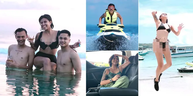 10 Potret Liburan Awkarin di Bali, Asyik Main Jet Ski Hingga Pose Pakai Bikini Two Piece