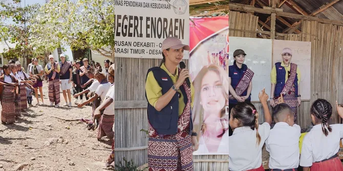 10 Potret Luna Maya Beri Bantuan Pembangunan Gedung Sekolah di Kupang, Disambut Meriah - Maxime Bouttier Setia Mendampingi