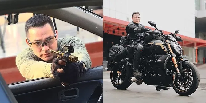 12 Potret Ari Wibowo yang Masih Begitu Aktif di Usia 50 Tahun, Latihan Menembak Sampai Hobi Naik Motor Gede!