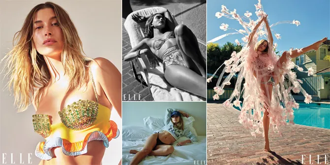 12 Potret Hot Hailey Baldwin di Photoshoot Majalah Elle, Pakai Bikini Hingga Pamer Body Goals