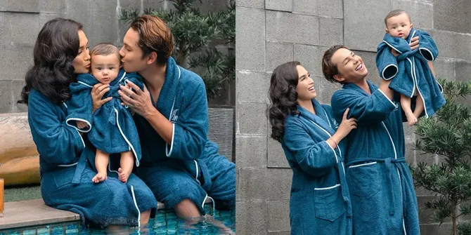 7 Foto Pemotretan Keluarga Andhika Pratama dan Ussy Sulistiawaty yang Unik, Kompak Pakai Bathrobe - Rambut Warna-Warni Curi Perhatian