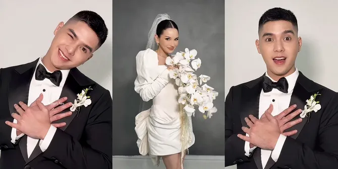 7 Potret Al Ghazali & Alyssa Daguise Pakai Baju Pengantin, Ikuti Tren Kim Seon Ho Smile Challenge