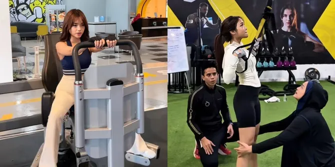7 Potret Fuji Rajin Nge-Gym Ditemani Trainer, Perbaiki Skoliosis & Body Goals Bikin Salfok