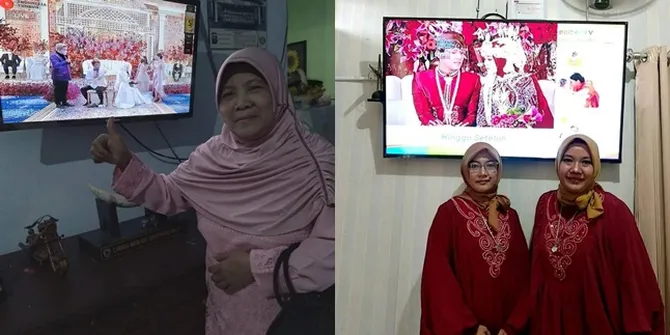 7 Potret Gaya Emak-emak Kondangan Online di Pernikahan Lesti - Rizky Billar, Rela Dandan dan Pakai Kebaya Meski di Rumah