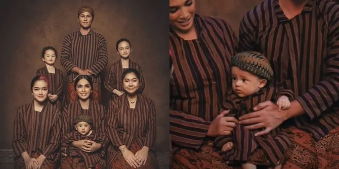 7 Potret Keluarga Ussy dan Andhika Pratama Jalani Pemotretan Kenakan Lurik Jawa, Baby Saka Pakai Blangkon Bikin Gemes