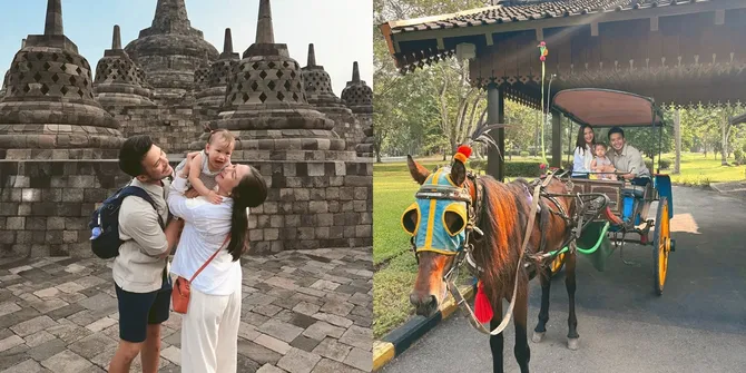 7 Potret Liburan Jessica Mila ke Magelang, Kenalkan Candi Borobudur pada Si Kecil - Asyik Naik Dokar sampai Berenang