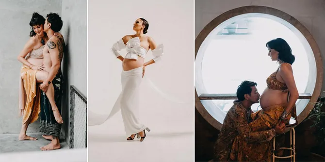 7 Potret Maternity Shoot Terbaru Nadine Chandrawinata & Dimas Anggara, Pamer Bare Baby Bump - Ciuman Manja