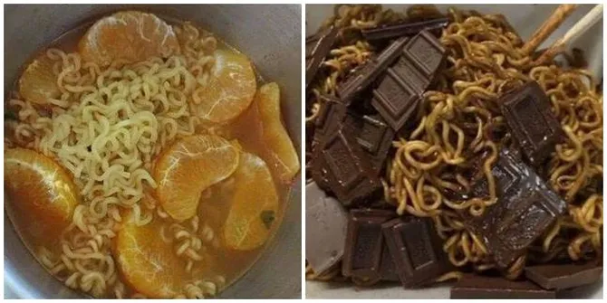 7 Potret Mie Instan Dicampur Makanan yang Nggak Masuk Akal, Ada Cokelat & Boba!