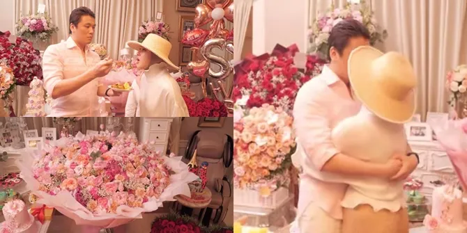 7 Potret Reino Barack di Ulang Tahun Syahrini, Kirim Bunga Raksasa yang Diangkut 6 Orang - Suapi Hingga Berbagi Ciuman Mesra