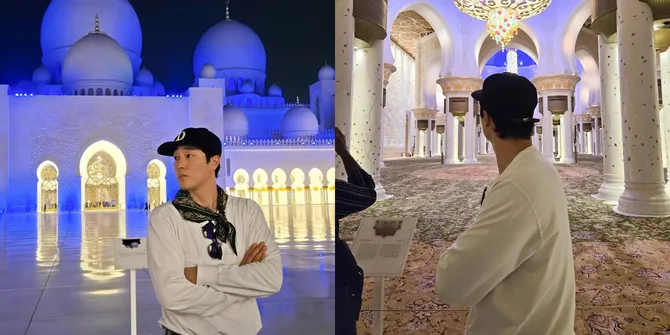 7 Potret So Ji Sub Kunjungi Masjid Agung di Abu Dhabi, Serasa Bisa Digapai