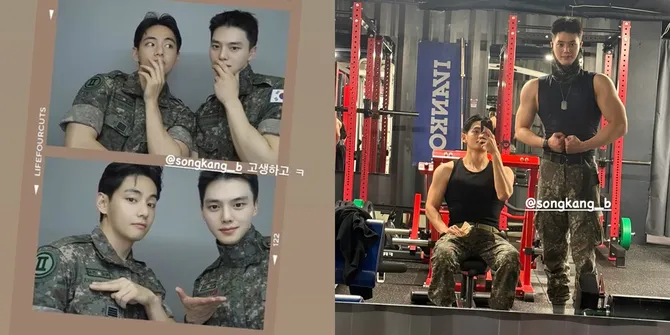 7 Potret V BTS Unggah Bromance Selfie Bareng Song Kang Jelang Selesai Wamil, Visualnya Bikin Heboh