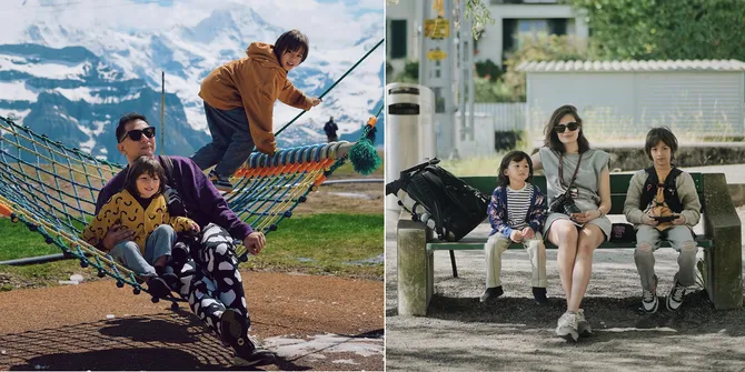 8 Foto Estetik Keluarga Ringgo Agus Rahman - Sabai Morscheck Liburan di Swiss