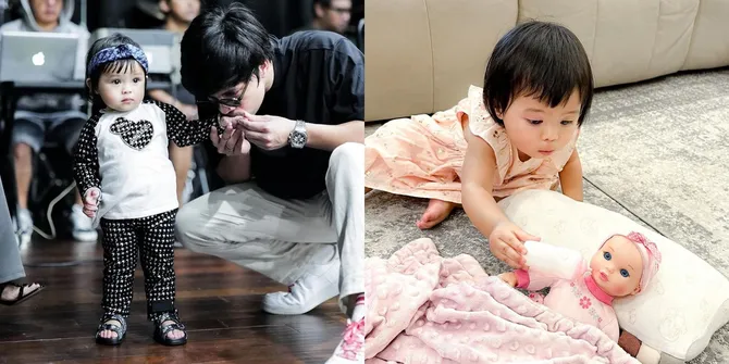 8 Potret Ameena Anak Aurel Hermansyah yang Sebentar Lagi Jadi Kakak, Belajar Momong Boneka - Gemesin Saat Cium Perut Mamanya