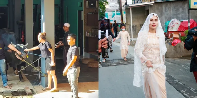 8 Potret Ayu Ting Ting Rayakan Idul Adha, Berkurban 3 Sapi yang Disembelih Langsung Di Rumahnya