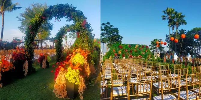 8 Potret Detail Venue Akad Nikah Via Vallen dan Chevra Yolandi, Ala Garden Party - Pemandangan Langit Biru Jadi Latar Belakang yang Cantik