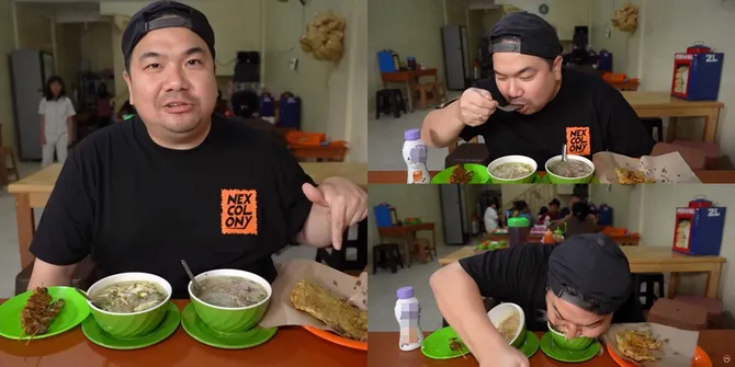 8 Potret Detik-Detik Kursi yang Diduduki Nex Carlos Patah Saat Review Makanan, Wajah Nyungsep ke Mangkuk Soto