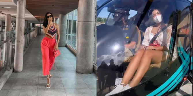 8 Potret Liburan Millendaru di Bali, Melihat Indahnya Pemandangan Sambil Naik Helikopter