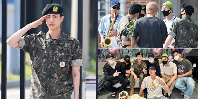 8 Potret Jin BTS Pulang Wamil, Ganteng Pakai Seragam - Disambut Hangat Para Member BTS