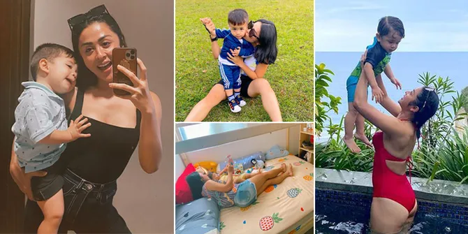 8 Potret Kece Selvi Kitty Saat Asuh Putra Gantengnya, Hot Mama Banget!