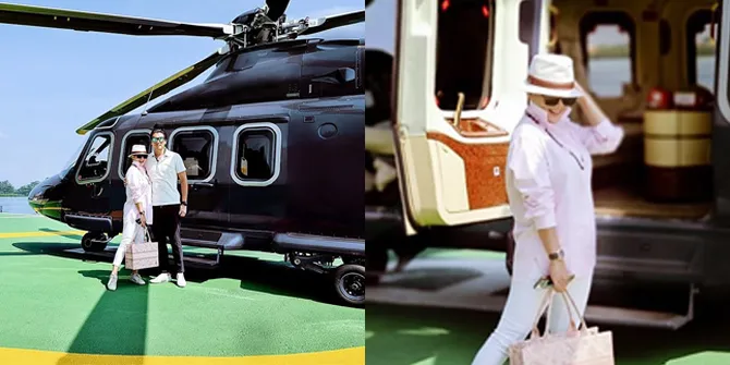 8 Potret Liburan Syahrini dan Reino Barack, Naik Helikopter Mewah - Nikmati Sunset