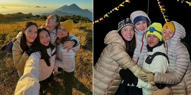8 Potret Luna Maya Naik Gunung Prau Bareng Yura Yunita, Nikmati Pemandangan Sunrise - Hujan Meteor