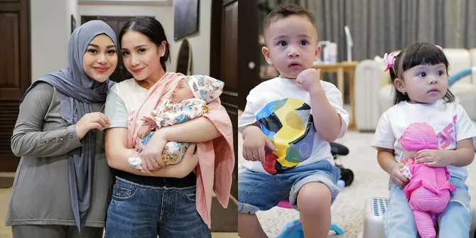 8 Potret Nagita Slavina Jenguk Baby Azura, Interaksi Gemas Cipung & Ameena Bikin Salfok
