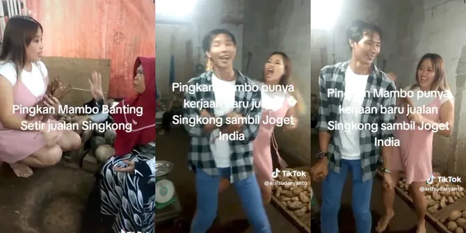 8 Potret Pinkan Mambo Bantu Arya Khan Jualan Singkong, Tawarkan Dagangan Sambil Asyik Joget Bersama Suami