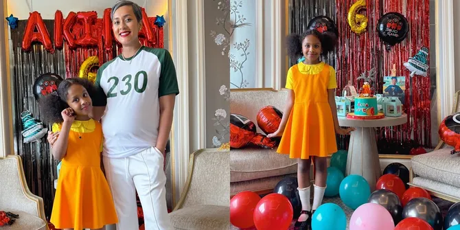 9 Potret Ulang Tahun Akira, Anak Kimmy Jayanti Bertema SQUID GAME
