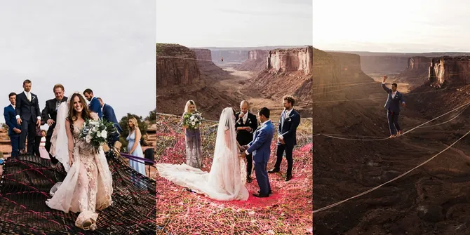 Anti Mainstream, Pasangan Ini Gelar Pernikahan di Atas Jurang!