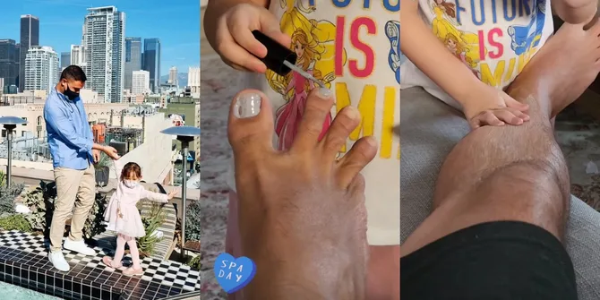 Bikin Gemas, Potret Zalina Anak Raisa Main Salon-salonan Sama Hamish Daud - si Kecil Pakaikan Kuteks Hingga Pijat Kaki sang Ayah