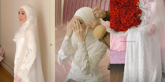 Cantik Dalam Kesederhanaan, 10 Potret Detail Penampilan Larissa Chou Saat Akad Nikah - Pakai Gaun Satin Serba Putih
