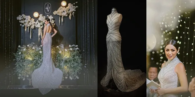 Detail Dress Wedding Dinner Jessica Iskandar, Mewah Berhias 30 Ribu Kristal Sulam Tangan