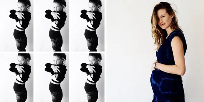 FOTO: Behati Prinsloo Hamil, Perut Adam Levine Jadi Ikutan Buncit