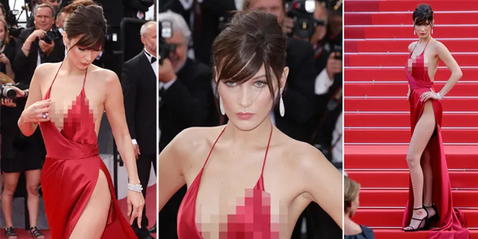 FOTO: Bella Hadid Tanpa Pakaian Dalam di Red Carpet, Awas Melongo