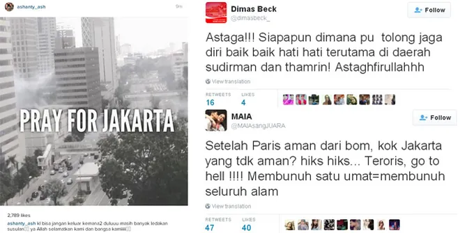 FOTO: Berbagai Reaksi Seleb Atas Ledakan Bom di Sarinah Thamrin