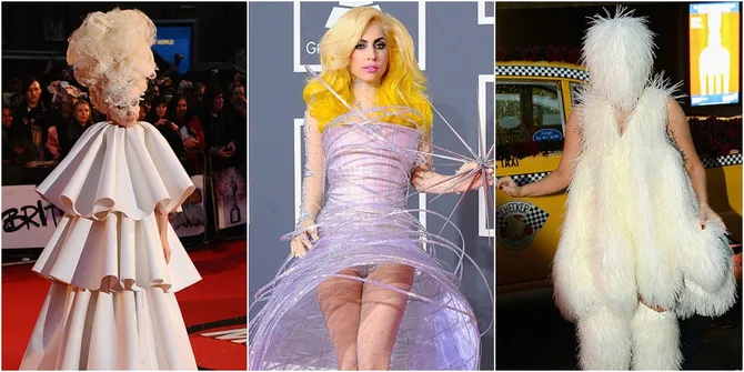 FOTO: Bulu & Daging, Deretan Kostum Unik Nan Eksentrik Lady Gaga
