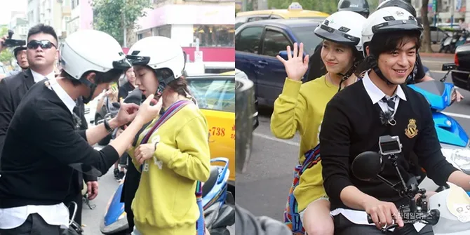 FOTO: Chen Bolin - Song Ji Hyo Kencan Boncengan Motor, Romantis!