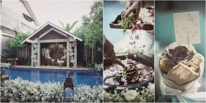 FOTO: Detail Siraman Raisa, Digelar di Tepi Kolam Renang Berbunga