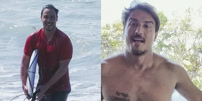 Foto-Foto Hot Daddy Hamish Daud Saat Liburan di Pantai, Berselancar Menerjang Ombak - Pamer Body Atletis Bertato