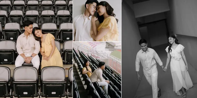 Foto-Foto Prewed Terbaru Kaesang Pangarep dan Erina Gudono di Stadion Manahan, Gandengan - Bersandar Mesra