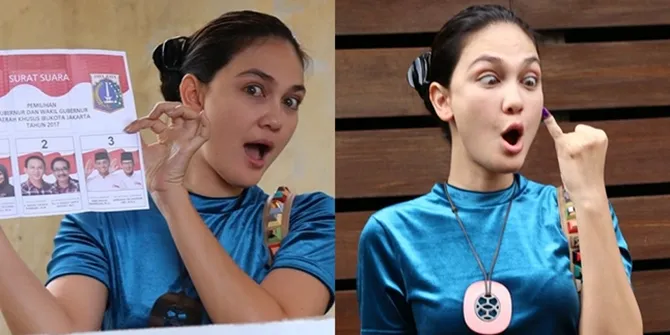 FOTO: Gaya Kocak Luna Maya Saat Nyoblos, Akrab Dengan Tetangga