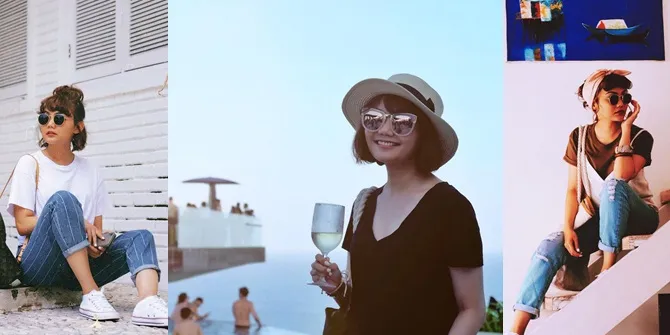 FOTO: Lagi Liburan, Rina Nose Tampil Kece Nikmati Indahnya Bali