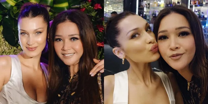 Foto Maia Estianty & Irwan Bareng Bella Hadid, Makan Nasi Bungkus