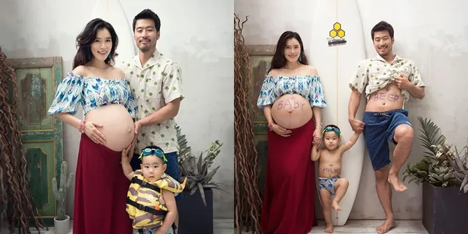 FOTO: Maternity Shoot Kahi eks After School, Pilih Tema Hawaii