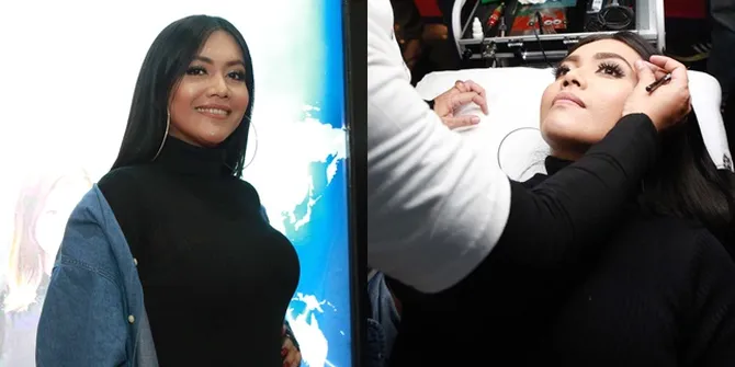 FOTO: Meneliti Dulu, Denada Lakukan Sulam Alis Untuk Pertama Kali